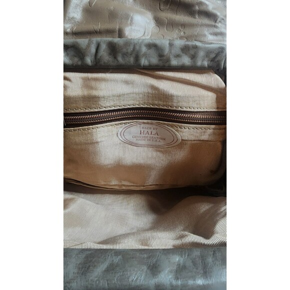 RARE Vintage 80's HALA Genuine Leather Gray CLUTCH Crossbody Purse HandBag EuC - Picture 6 of 7